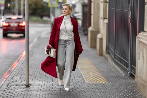 Woman fashion burgundy coat