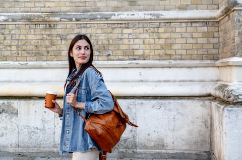 Woman leather backpack fashion