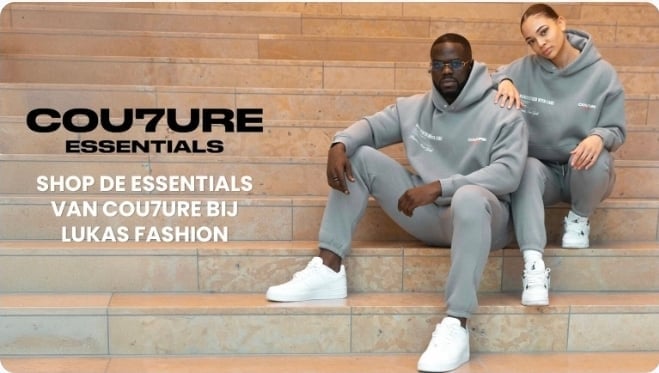 Two men wearing matching Couture Essentials hoodies